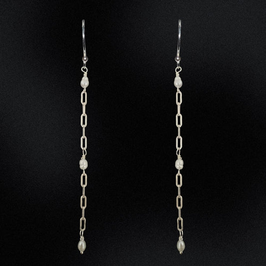 Freshwater Pearls & Paperclip Chain Earrings