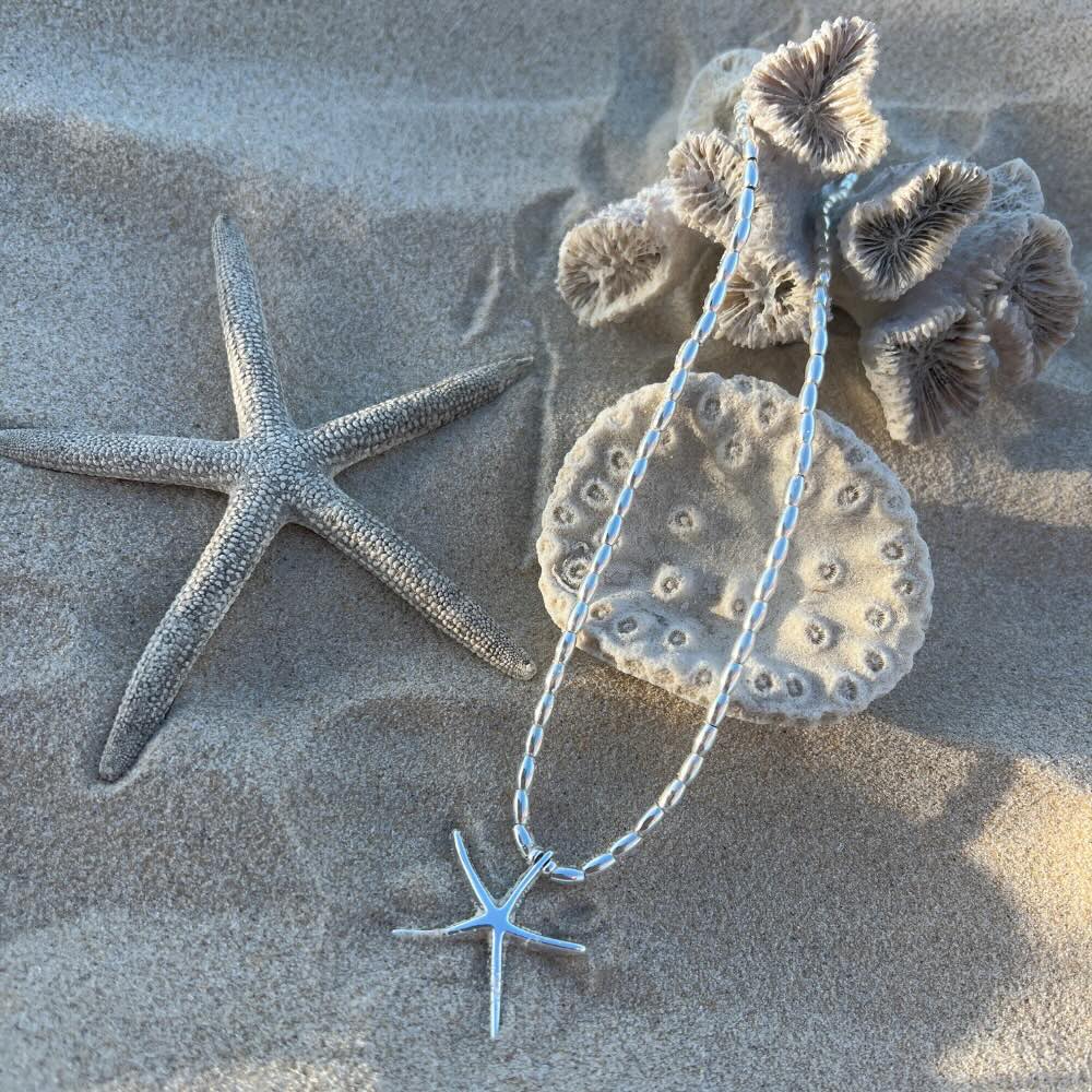 Starfish Sterling Silver Beaded Necklace