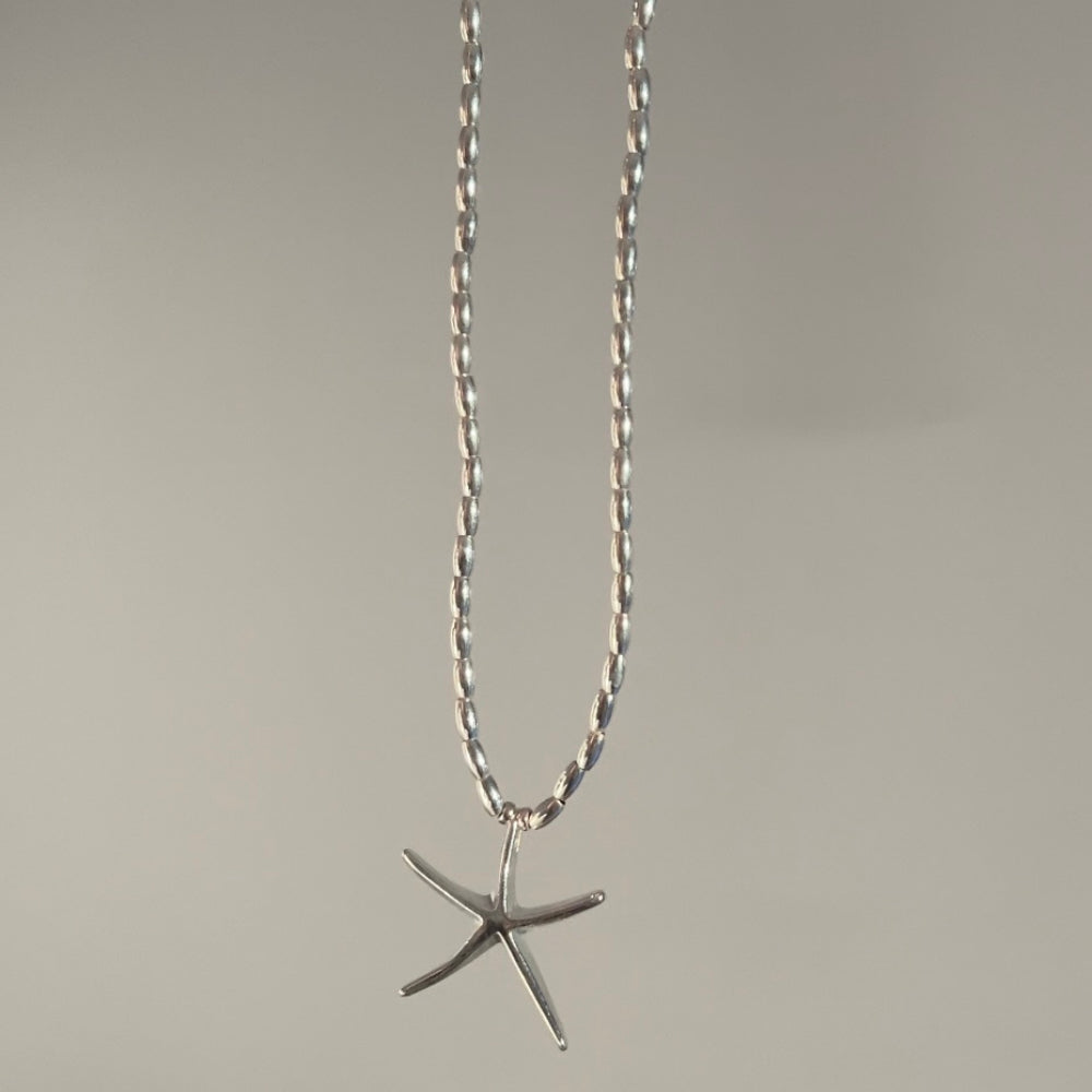 Starfish Sterling Silver Beaded Necklace