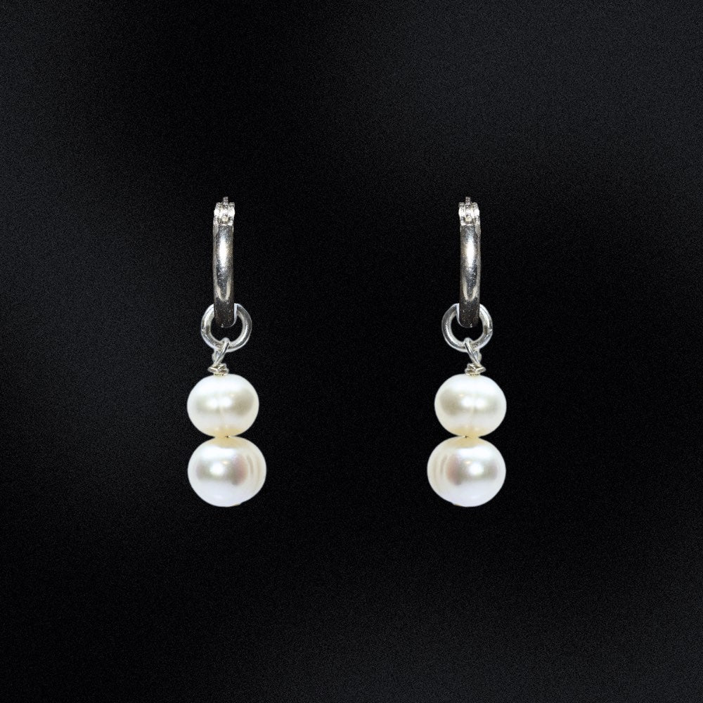 Big White Freshwater Leverback Pearl Earrings AAA 9-9.5mm On Sterling Silver