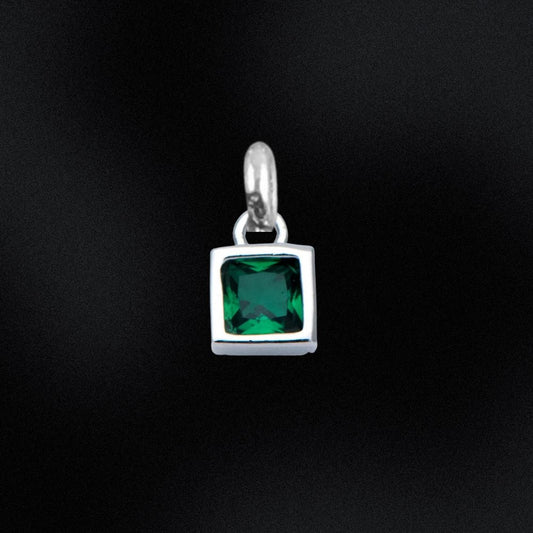 Green CZ Sqaure Charm