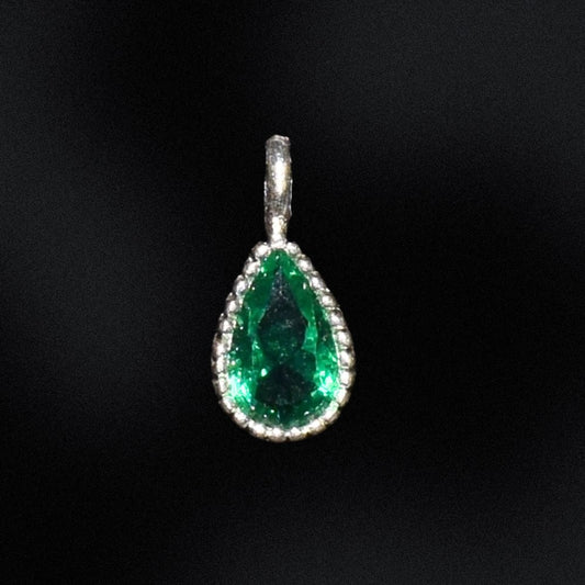 Green CZ Teardrop Charm