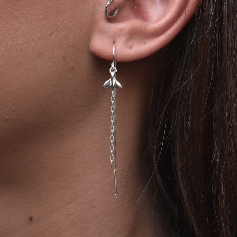 Thread Earrings with Whale Tail Chain